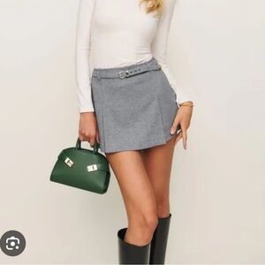Reformation Rory gray Mini Skirt Wool Blend Size 0